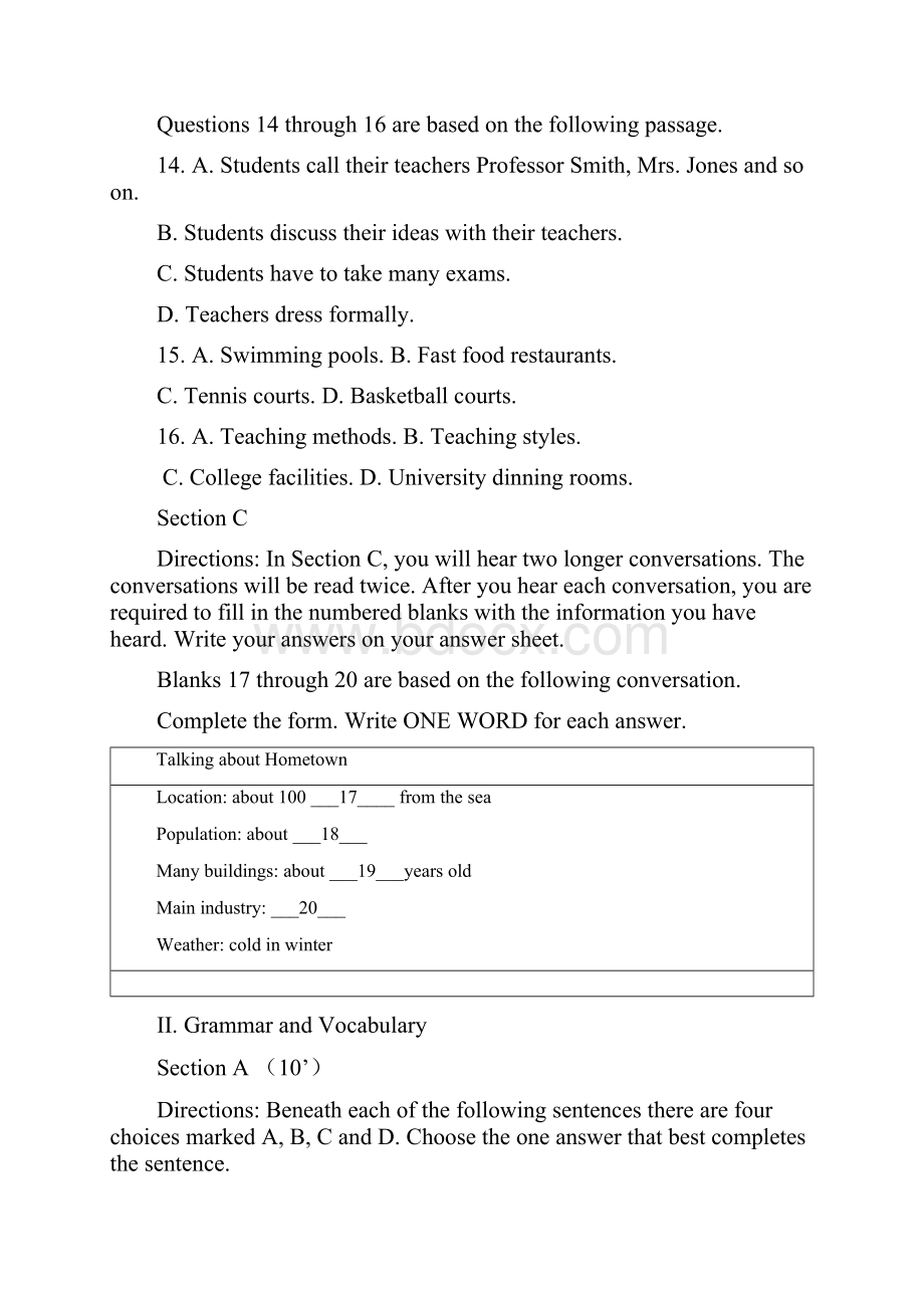 上海市宝山区吴淞中学学年高一上学期第一次月考英语试题.docx_第3页