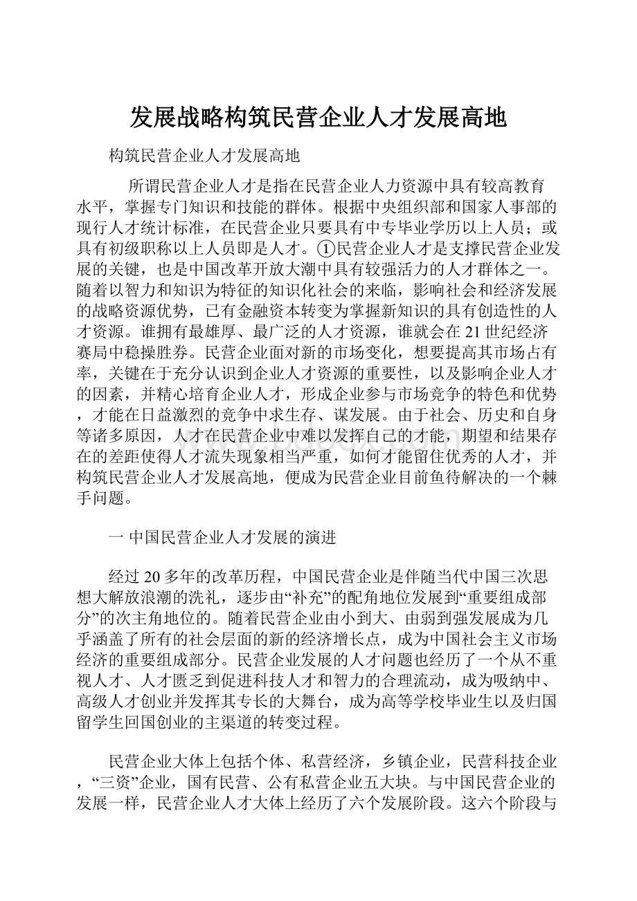 发展战略构筑民营企业人才发展高地.docx_第1页