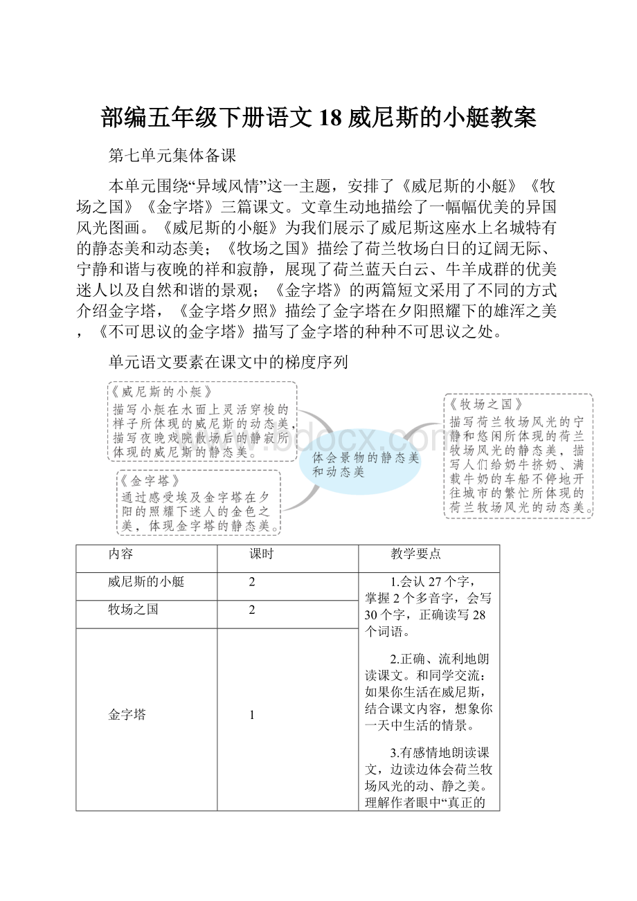 部编五年级下册语文18 威尼斯的小艇教案.docx