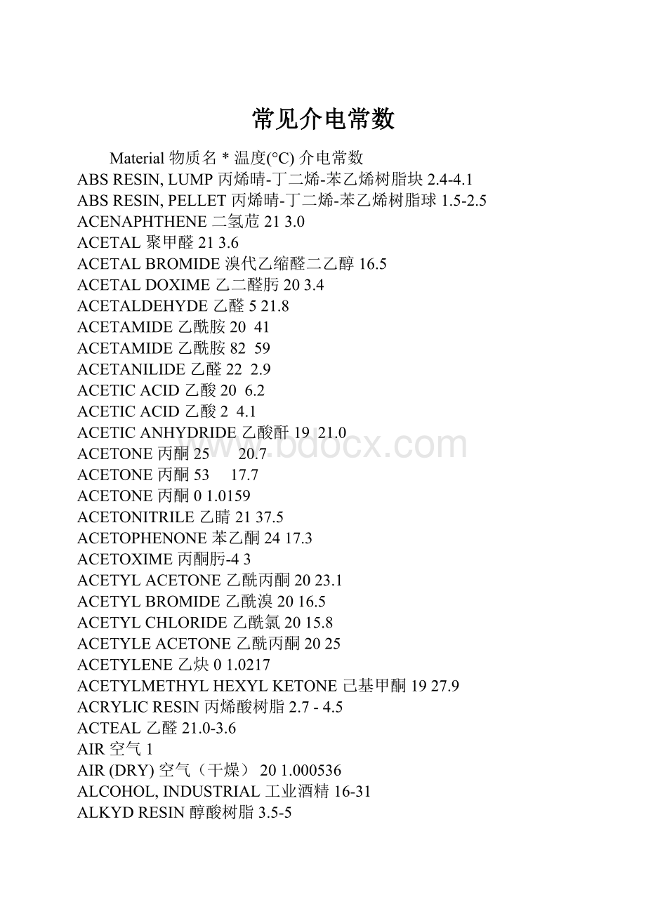 常见介电常数.docx