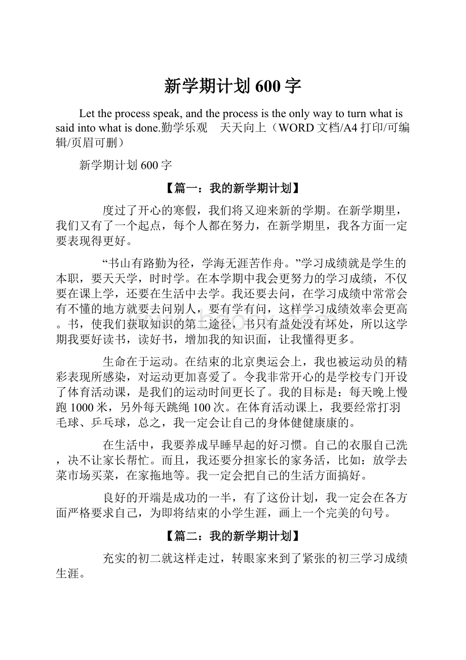 新学期计划600字.docx_第1页