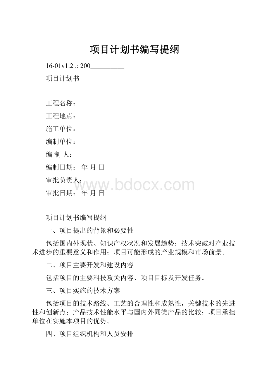 项目计划书编写提纲.docx