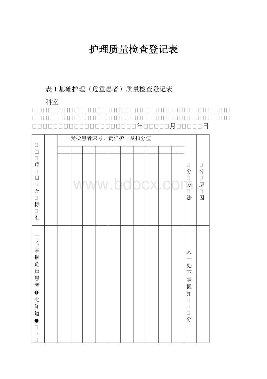 护理质量检查登记表.docx