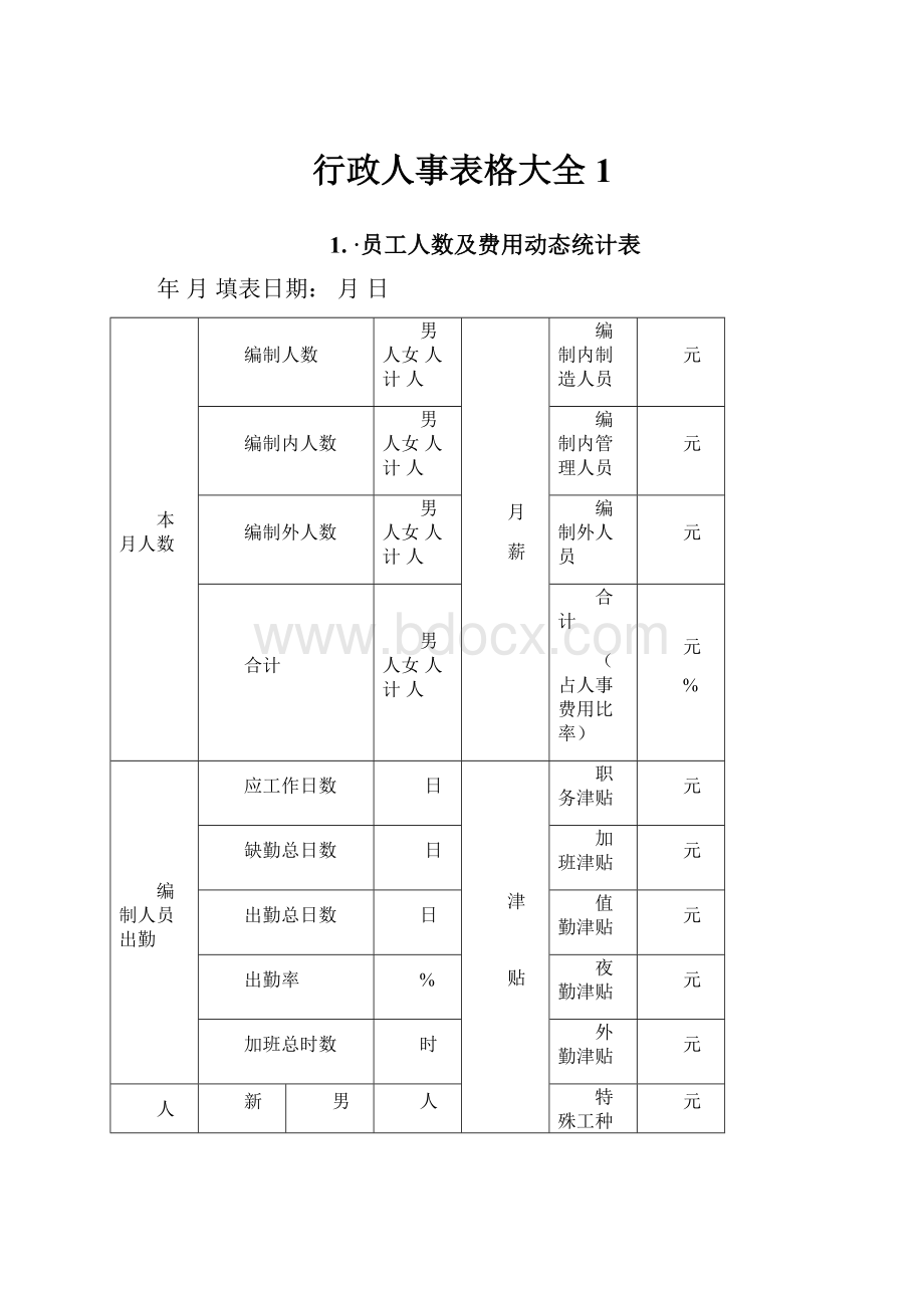 行政人事表格大全1.docx