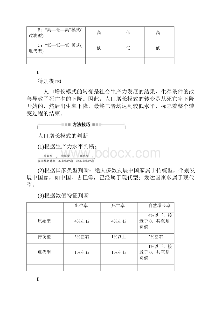 步步高高考地理大一轮复习 第1章 人口与环境 第18讲 人口增长模式与人口合理容量讲义 湘教版必修2.docx_第3页