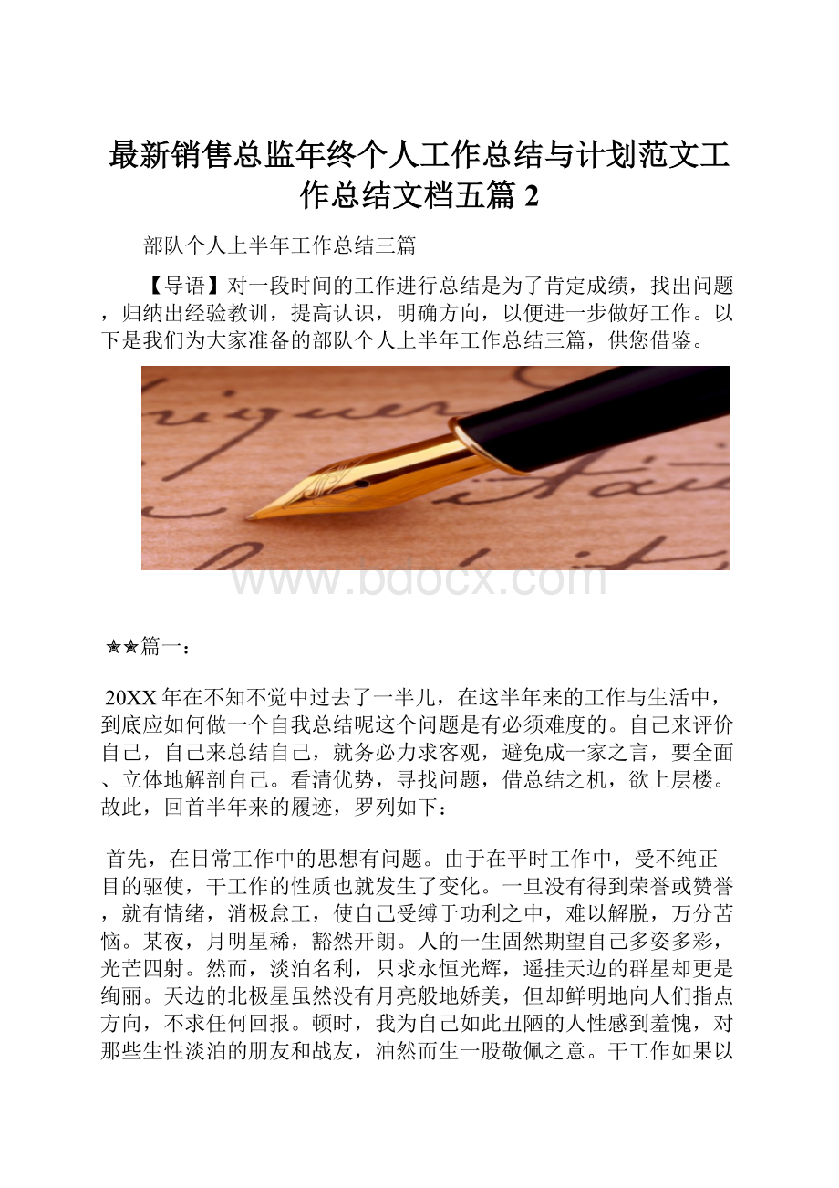 最新销售总监年终个人工作总结与计划范文工作总结文档五篇 2.docx