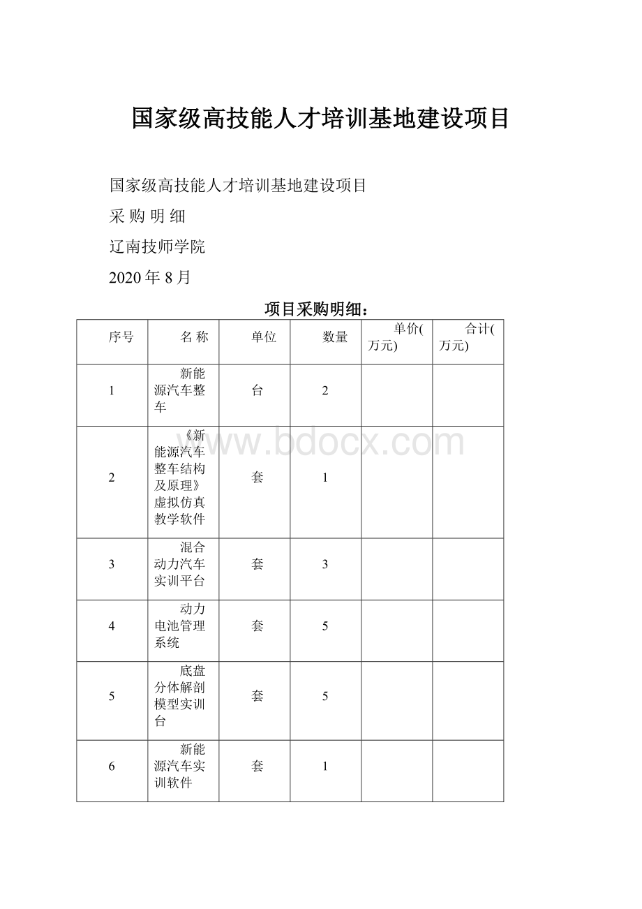 国家级高技能人才培训基地建设项目.docx