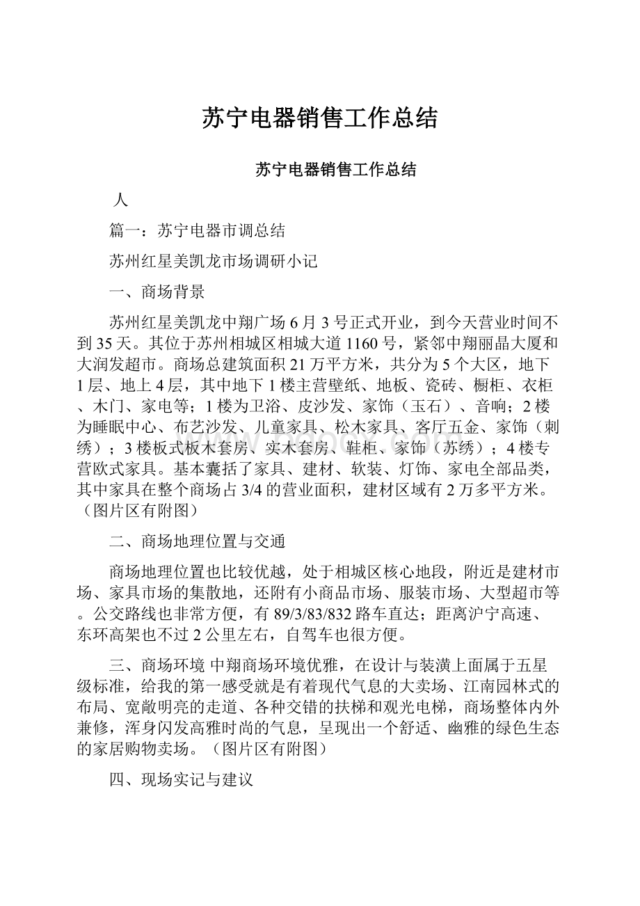 苏宁电器销售工作总结.docx