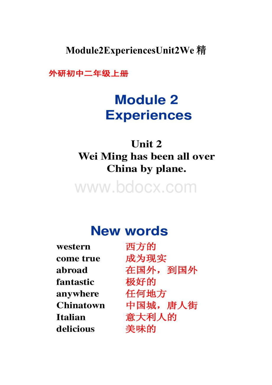 Module2ExperiencesUnit2We精.docx