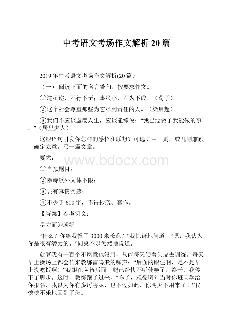 中考语文考场作文解析20篇.docx