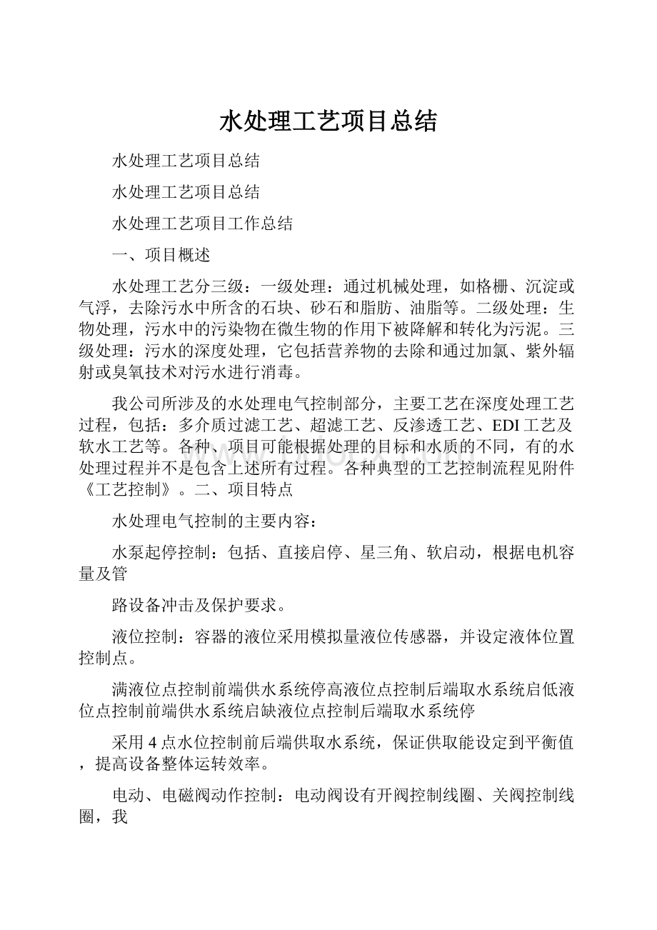 水处理工艺项目总结.docx