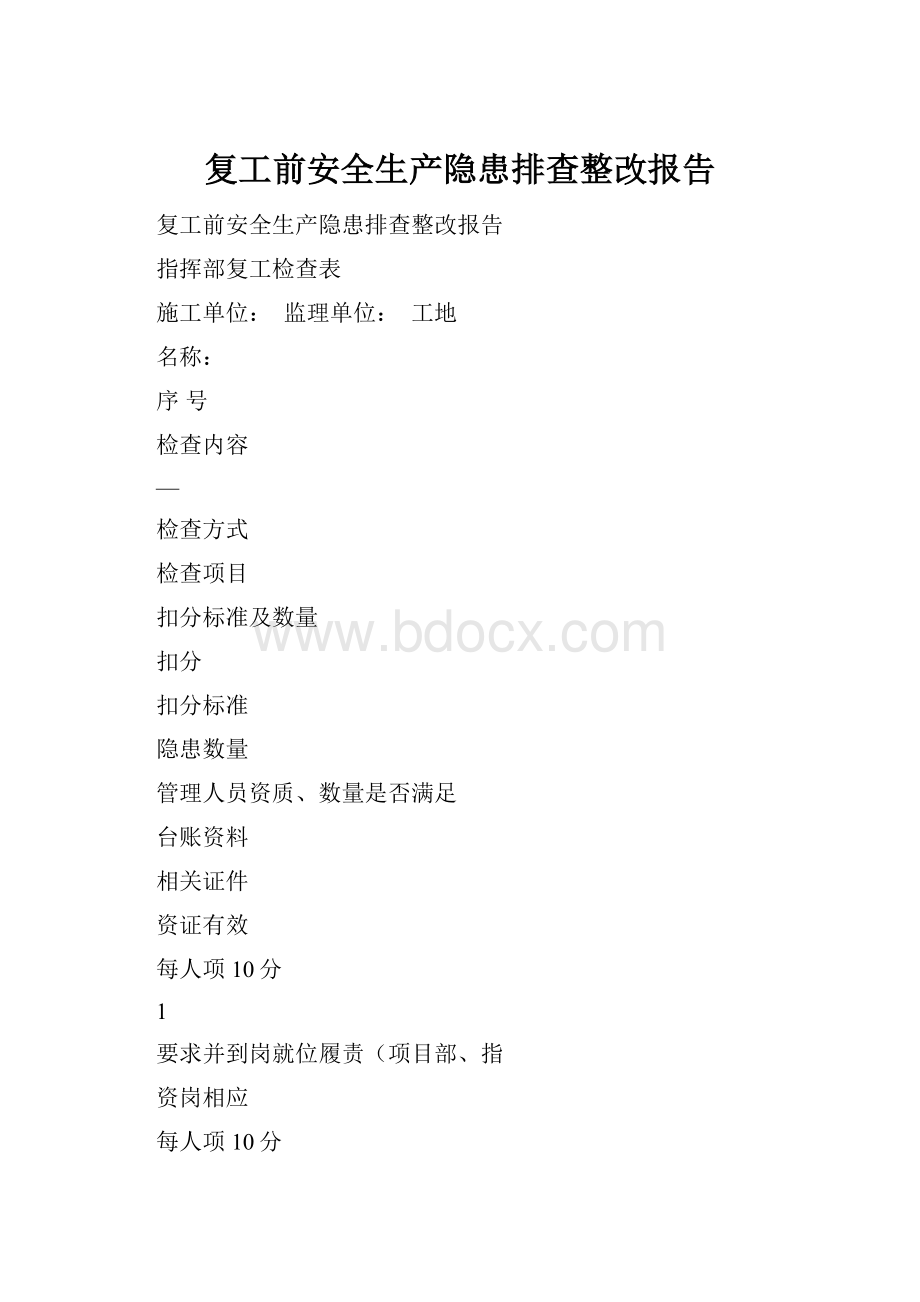 复工前安全生产隐患排查整改报告.docx