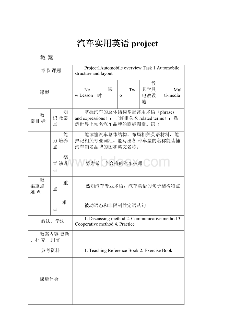 汽车实用英语project.docx_第1页