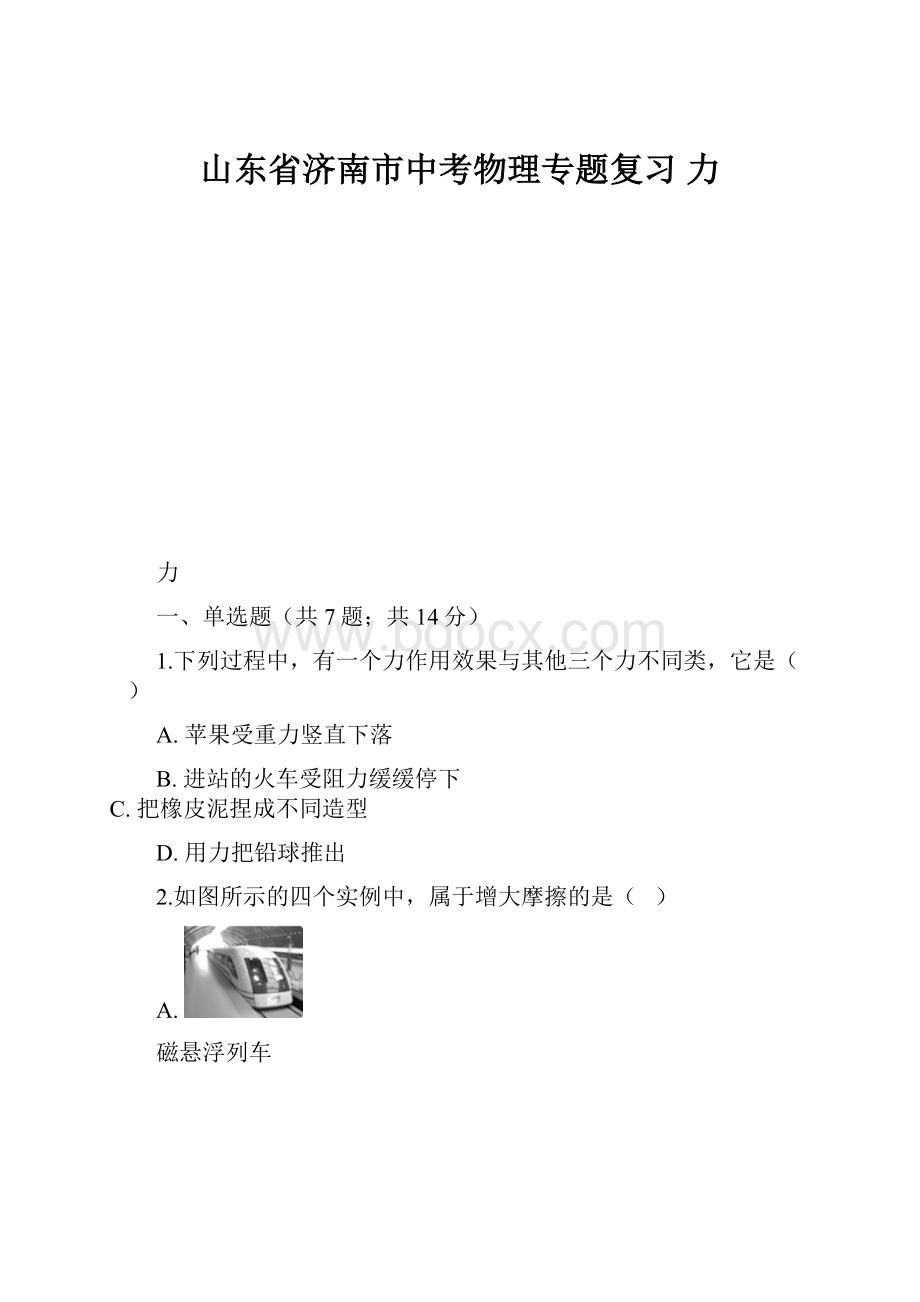 山东省济南市中考物理专题复习 力.docx