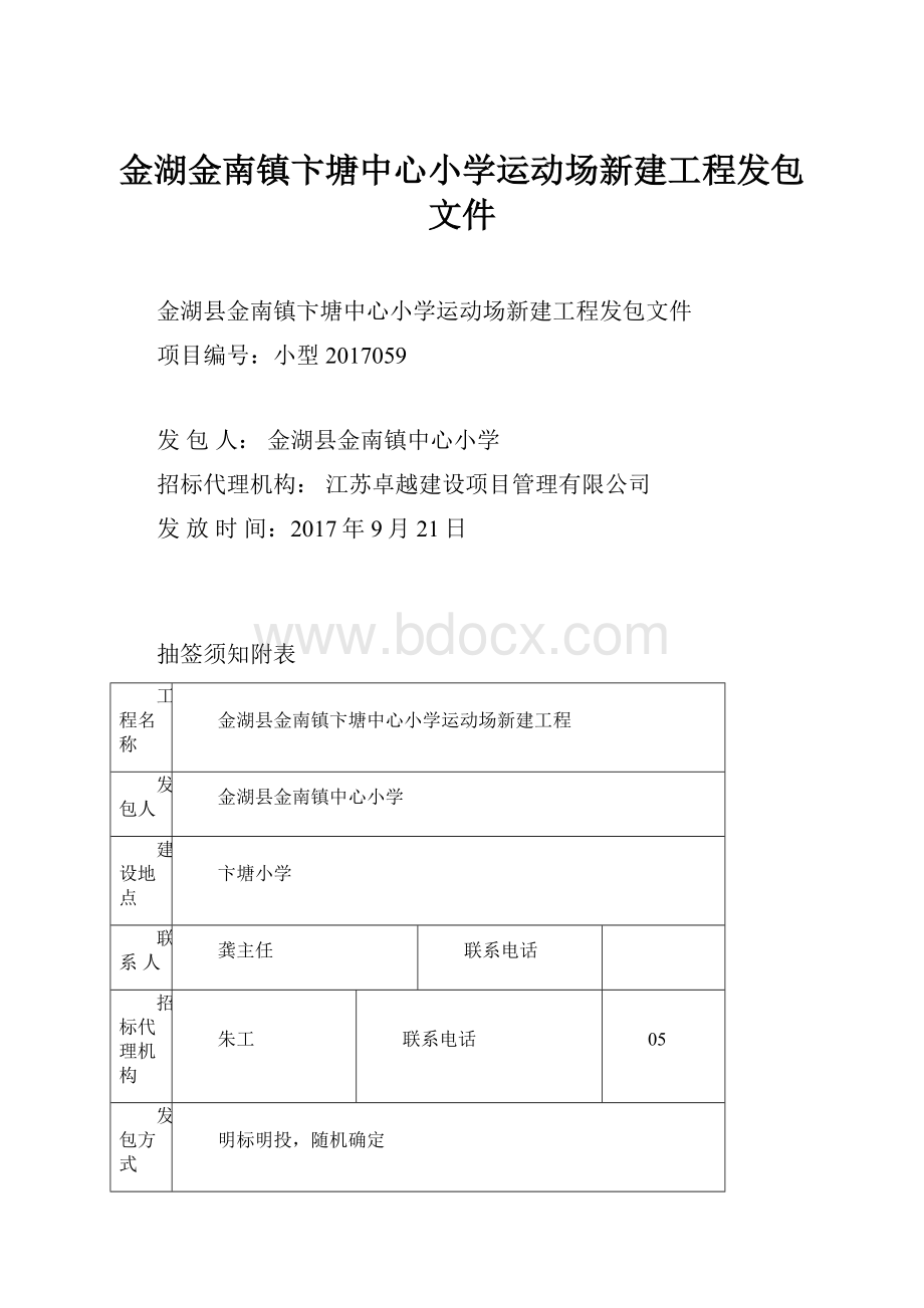 金湖金南镇卞塘中心小学运动场新建工程发包文件.docx