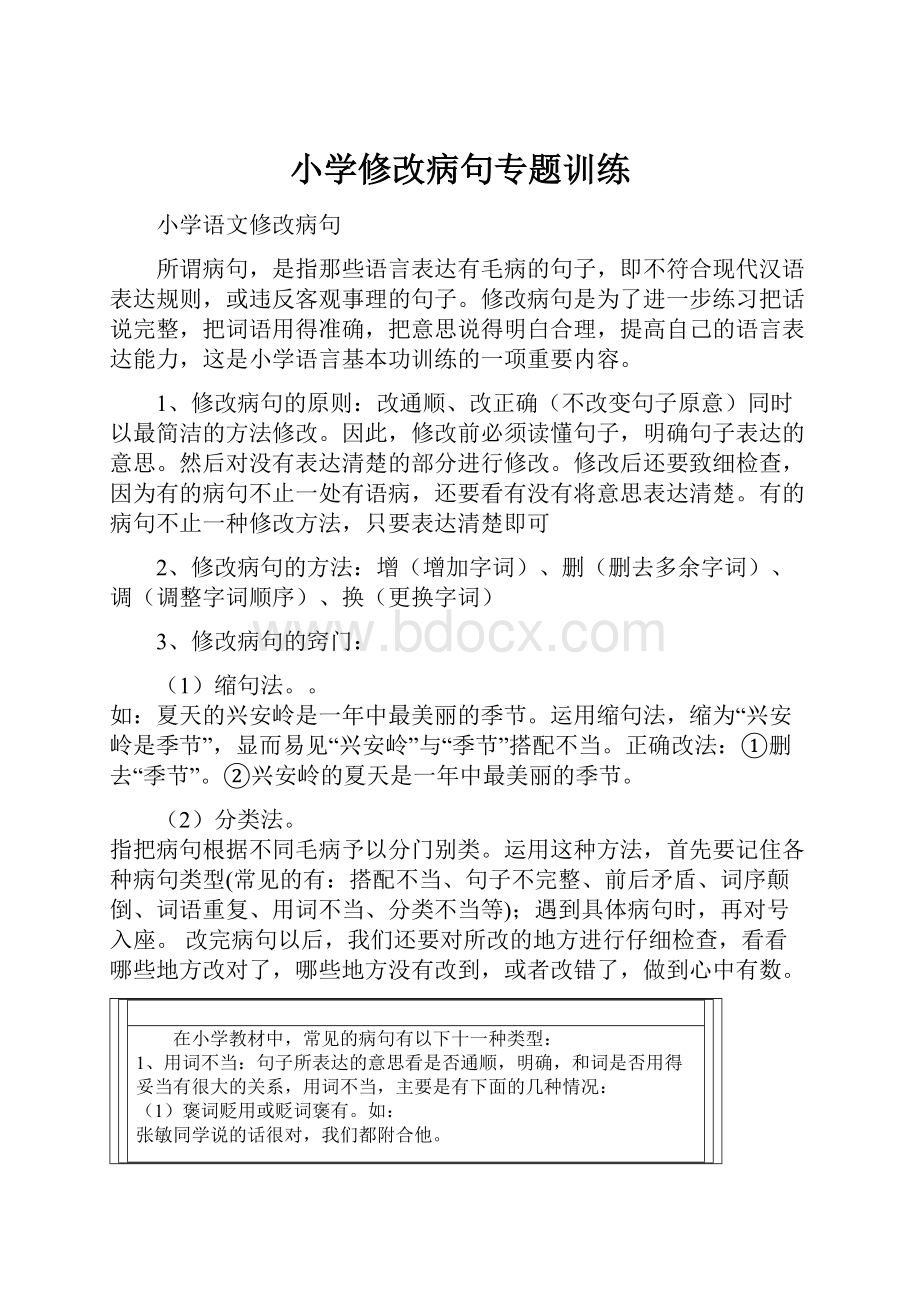 小学修改病句专题训练.docx