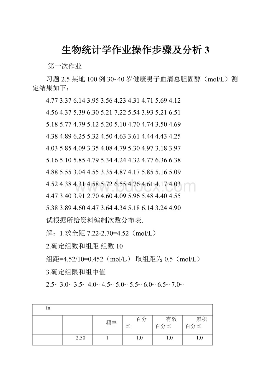 生物统计学作业操作步骤及分析3.docx