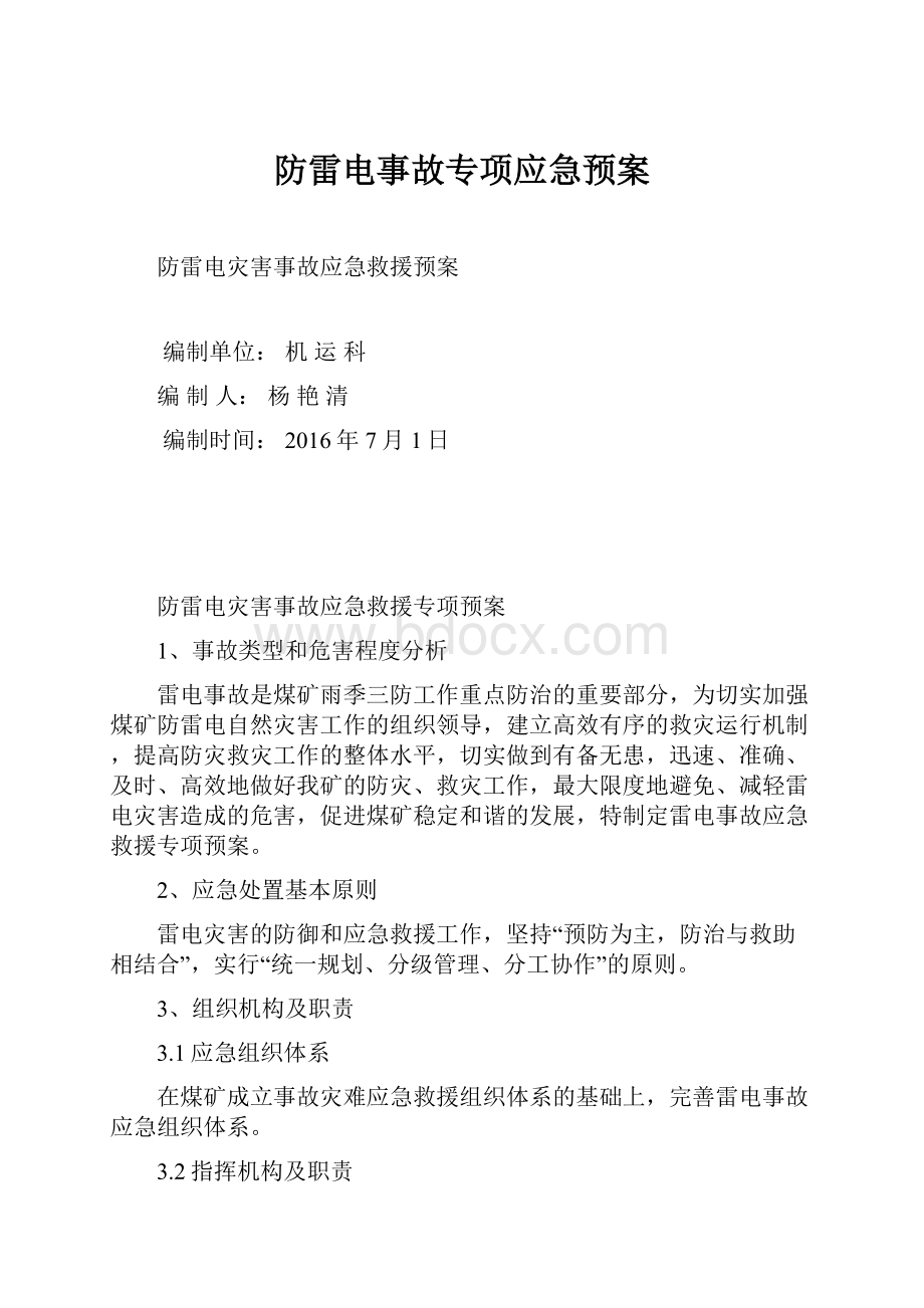 防雷电事故专项应急预案.docx