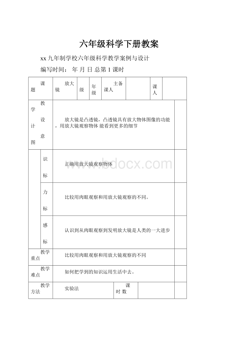 六年级科学下册教案.docx