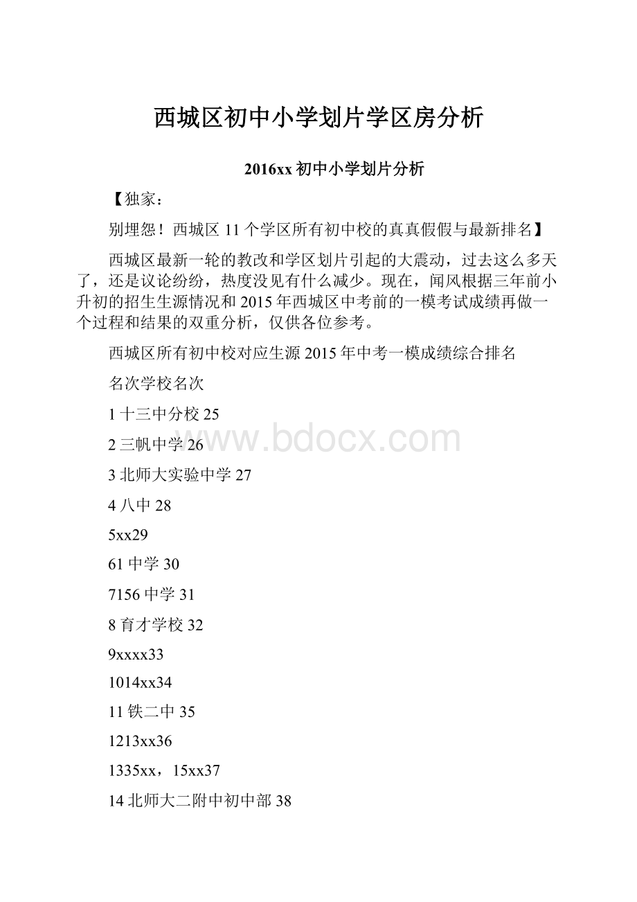 西城区初中小学划片学区房分析.docx_第1页