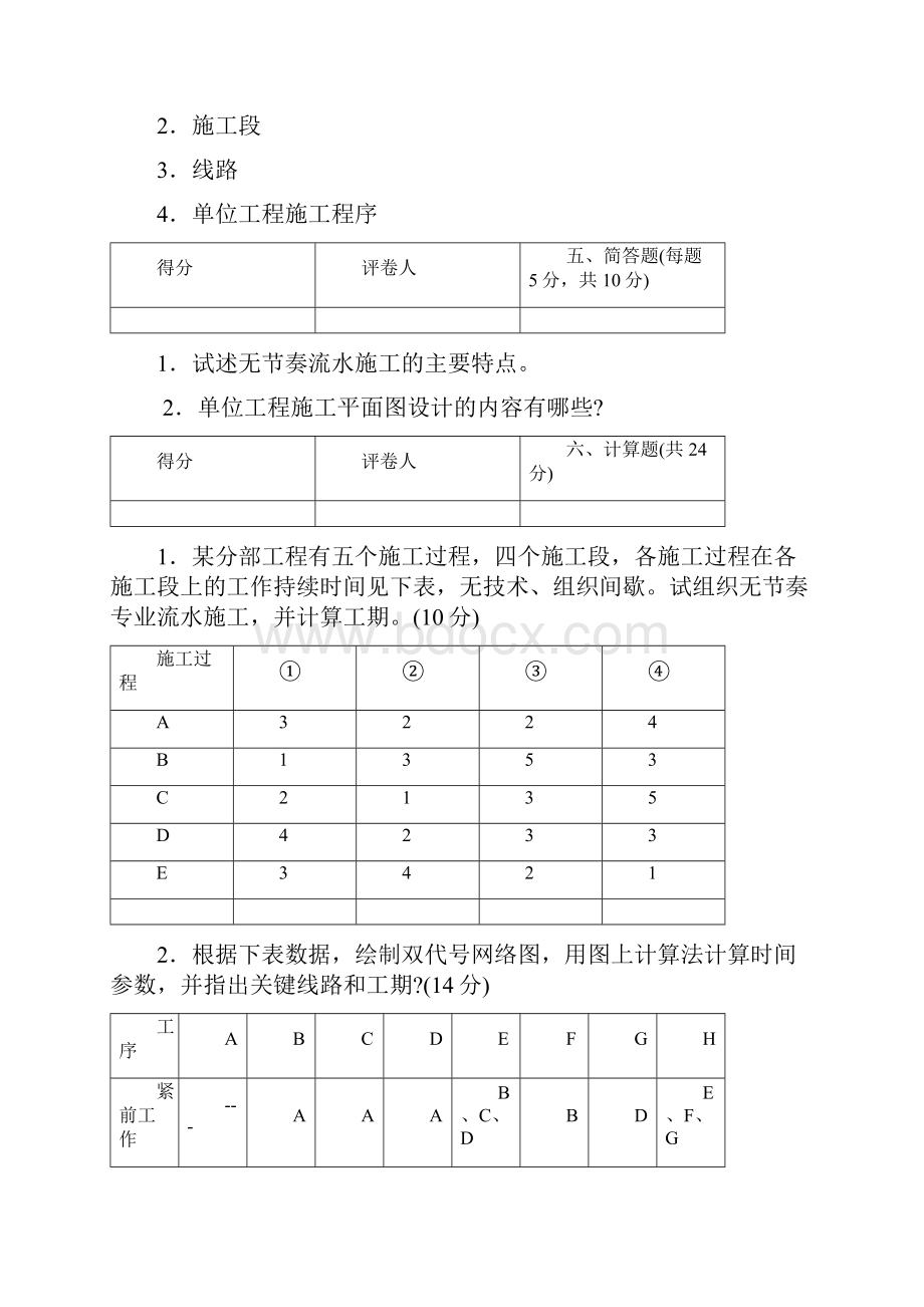 施工组织与管理》模拟试题及答.docx_第3页