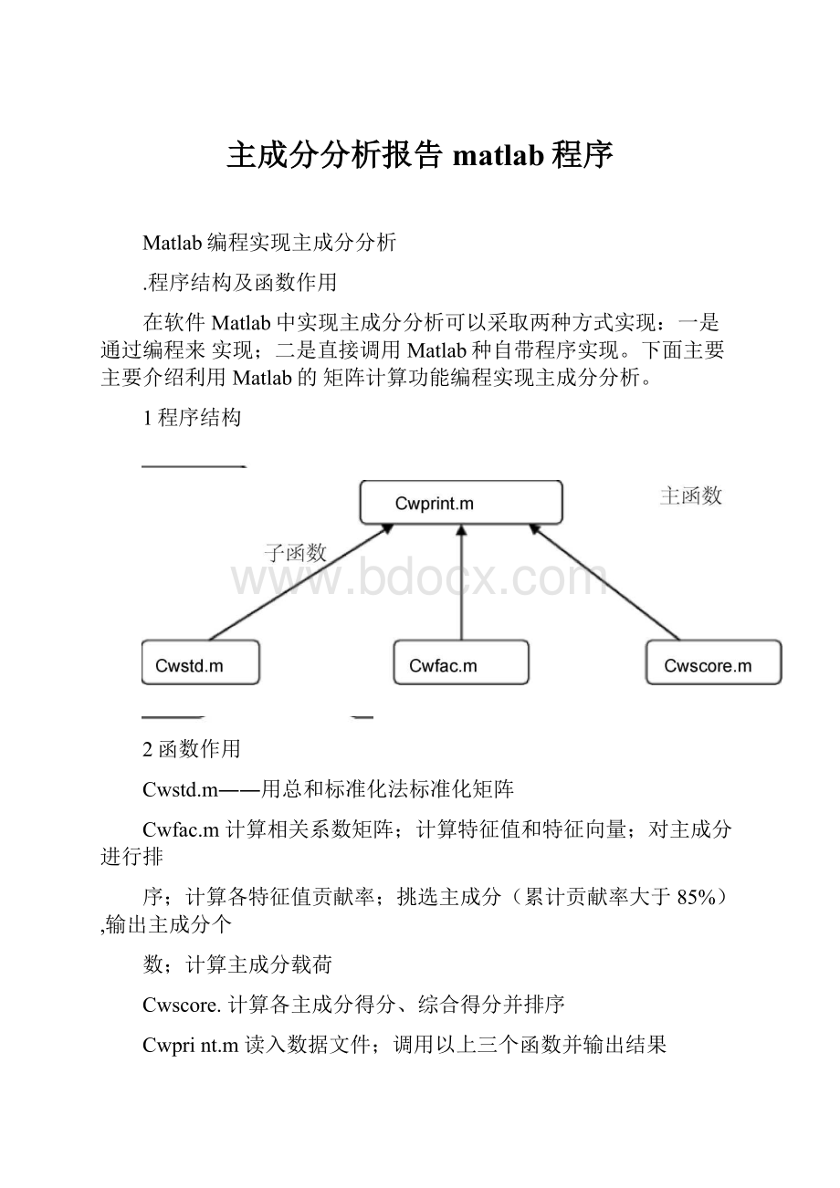 主成分分析报告matlab程序.docx