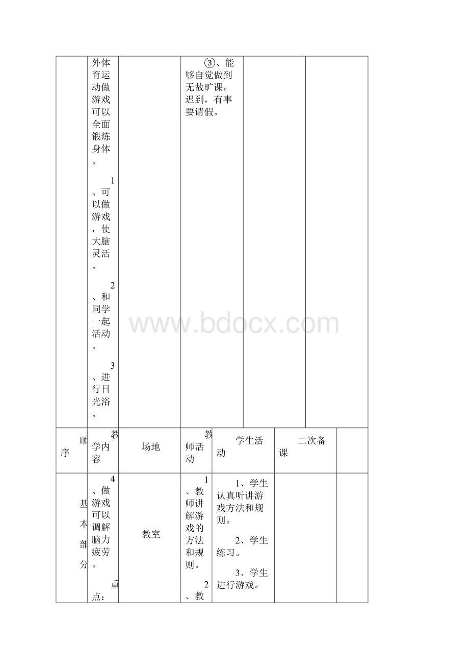 小学四年级下册体育表格式教案.docx_第3页