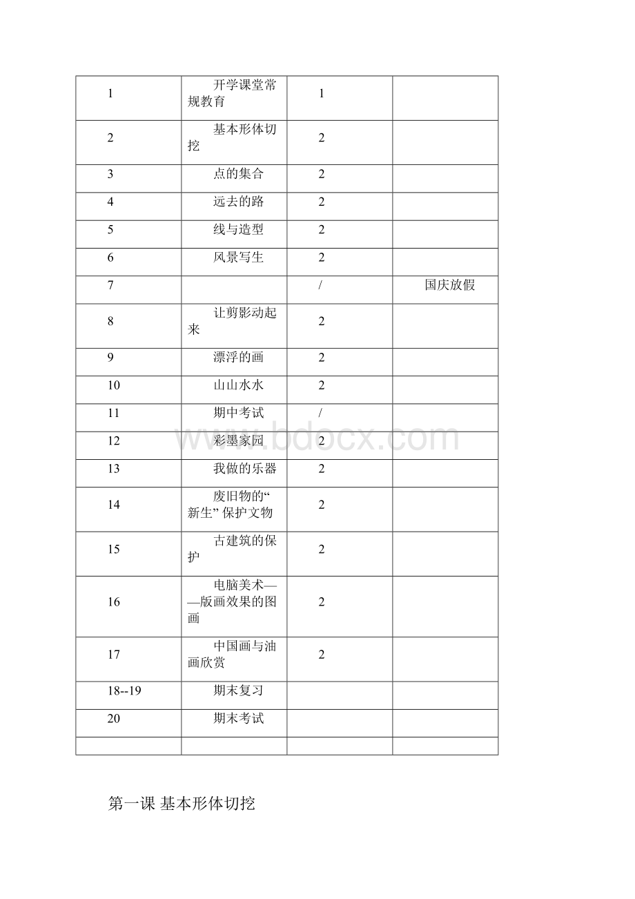 六年级上册教学计划进度与美术教案.docx_第3页