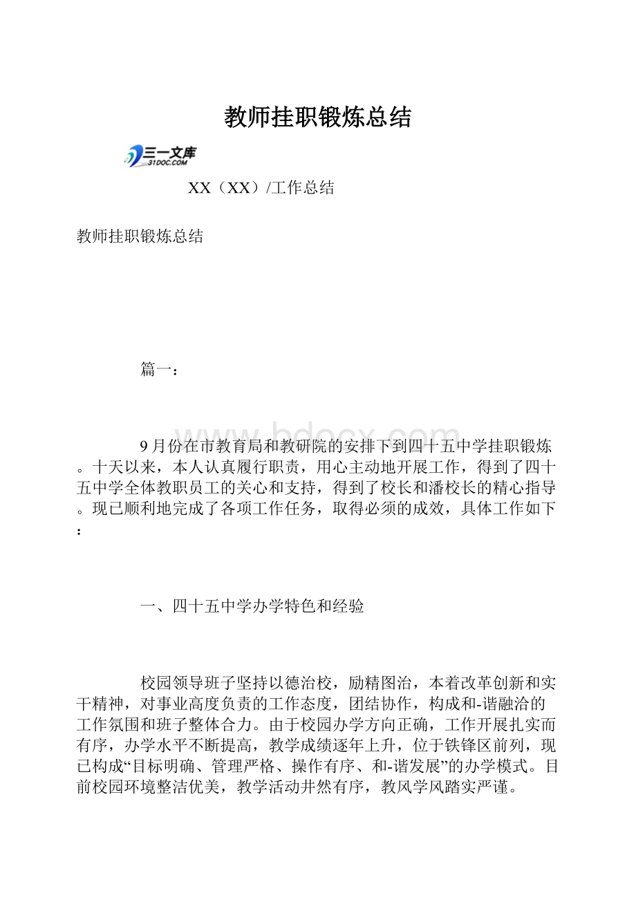 教师挂职锻炼总结.docx