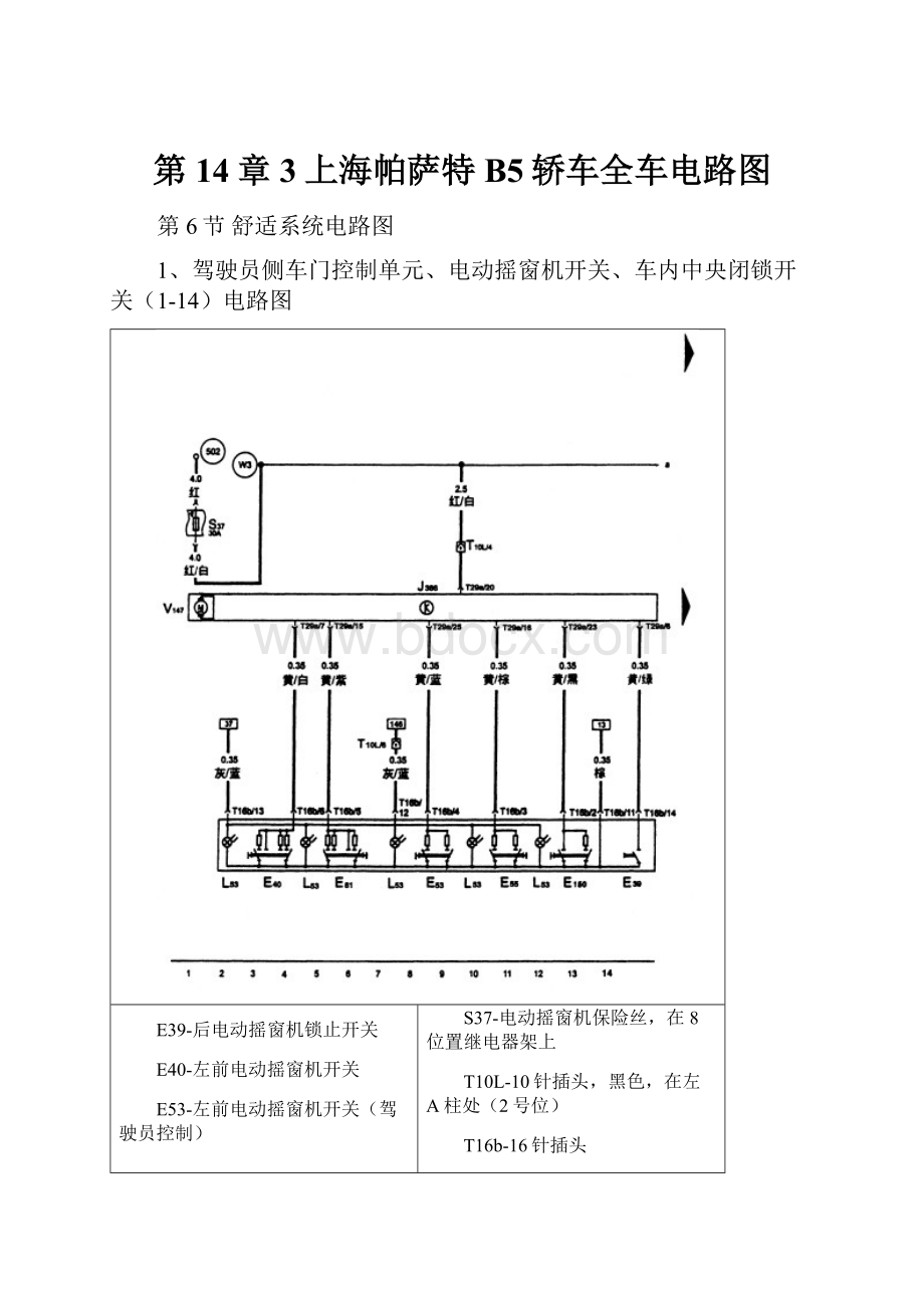 第14章3上海帕萨特B5轿车全车电路图.docx_第1页