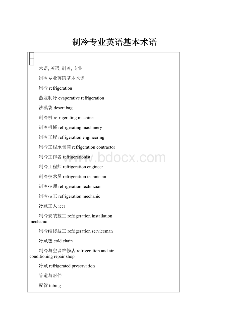 制冷专业英语基本术语.docx