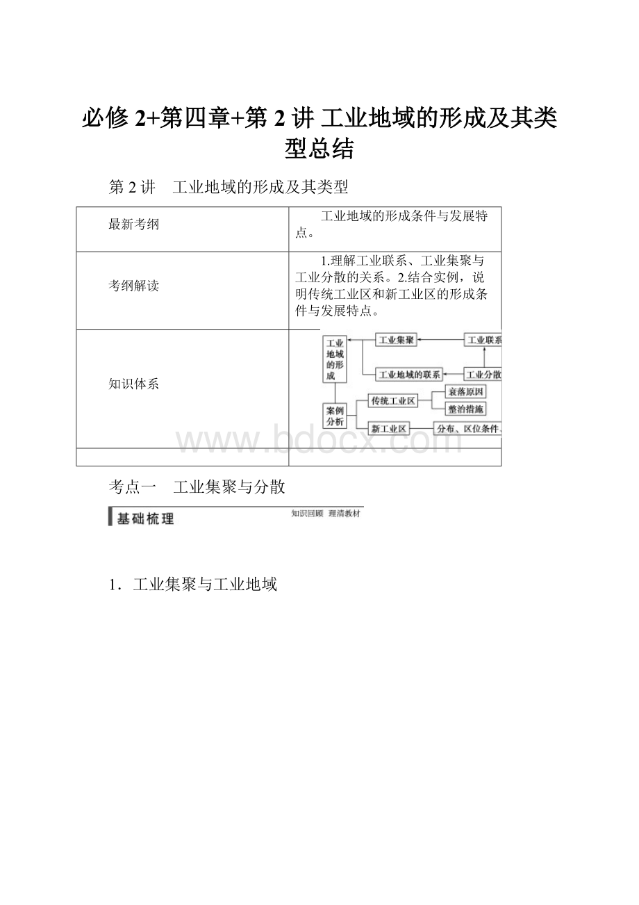 必修2+第四章+第2讲 工业地域的形成及其类型总结.docx