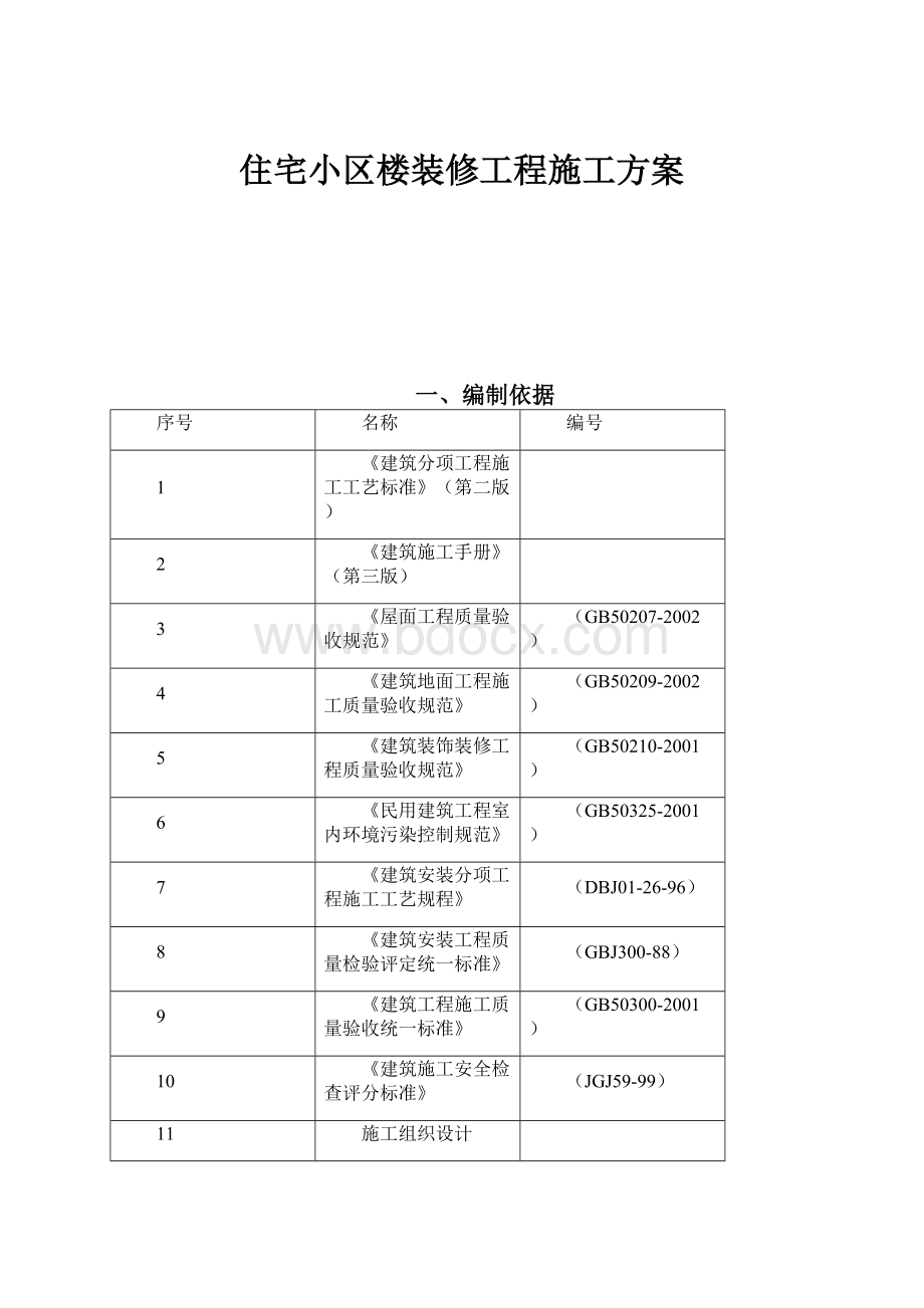 住宅小区楼装修工程施工方案.docx_第1页