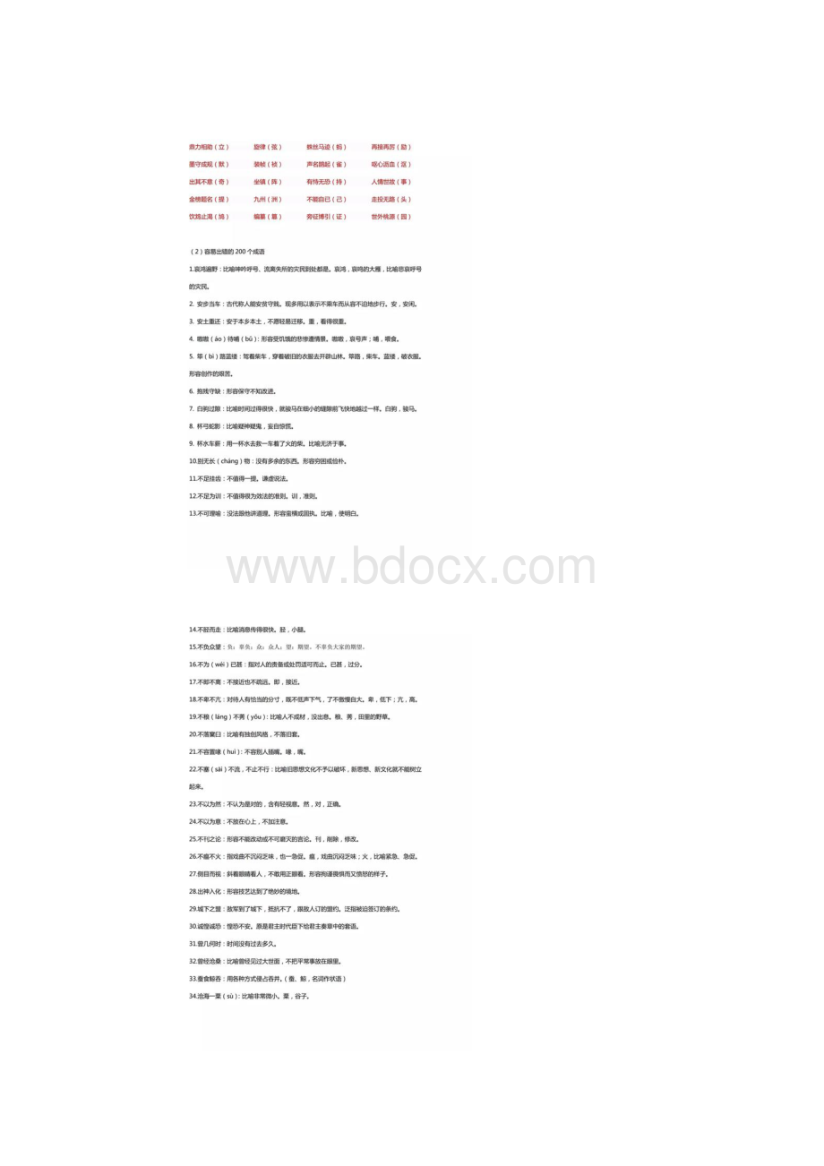 六年级下语文考试中最容易出错的100个字和200个成语.docx_第2页