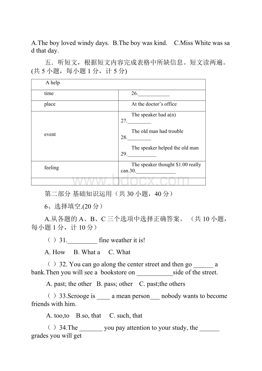 四川省成都七中实验学校届九年级英语月考试题人教新目标版.docx_第3页