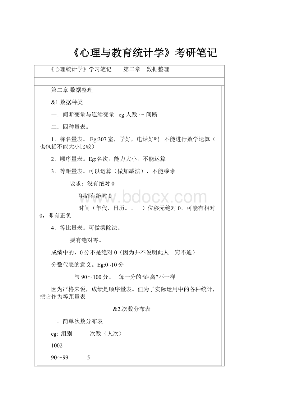 《心理与教育统计学》考研笔记.docx