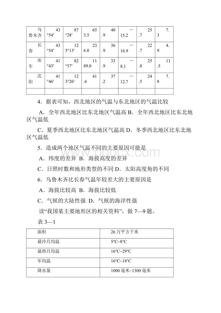 初中地理七年级地理天气和气候同步测试 最新.docx_第2页