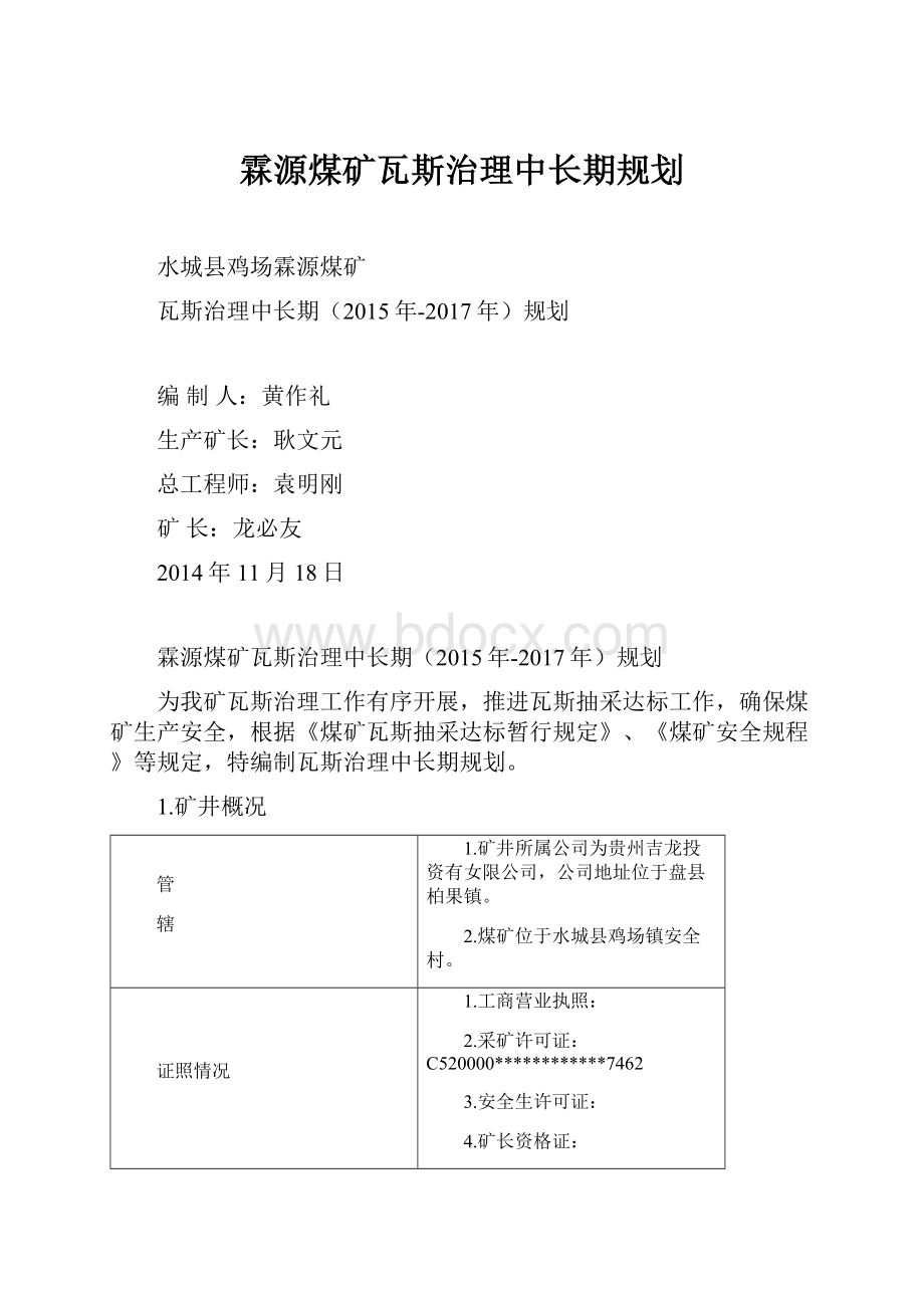 霖源煤矿瓦斯治理中长期规划.docx