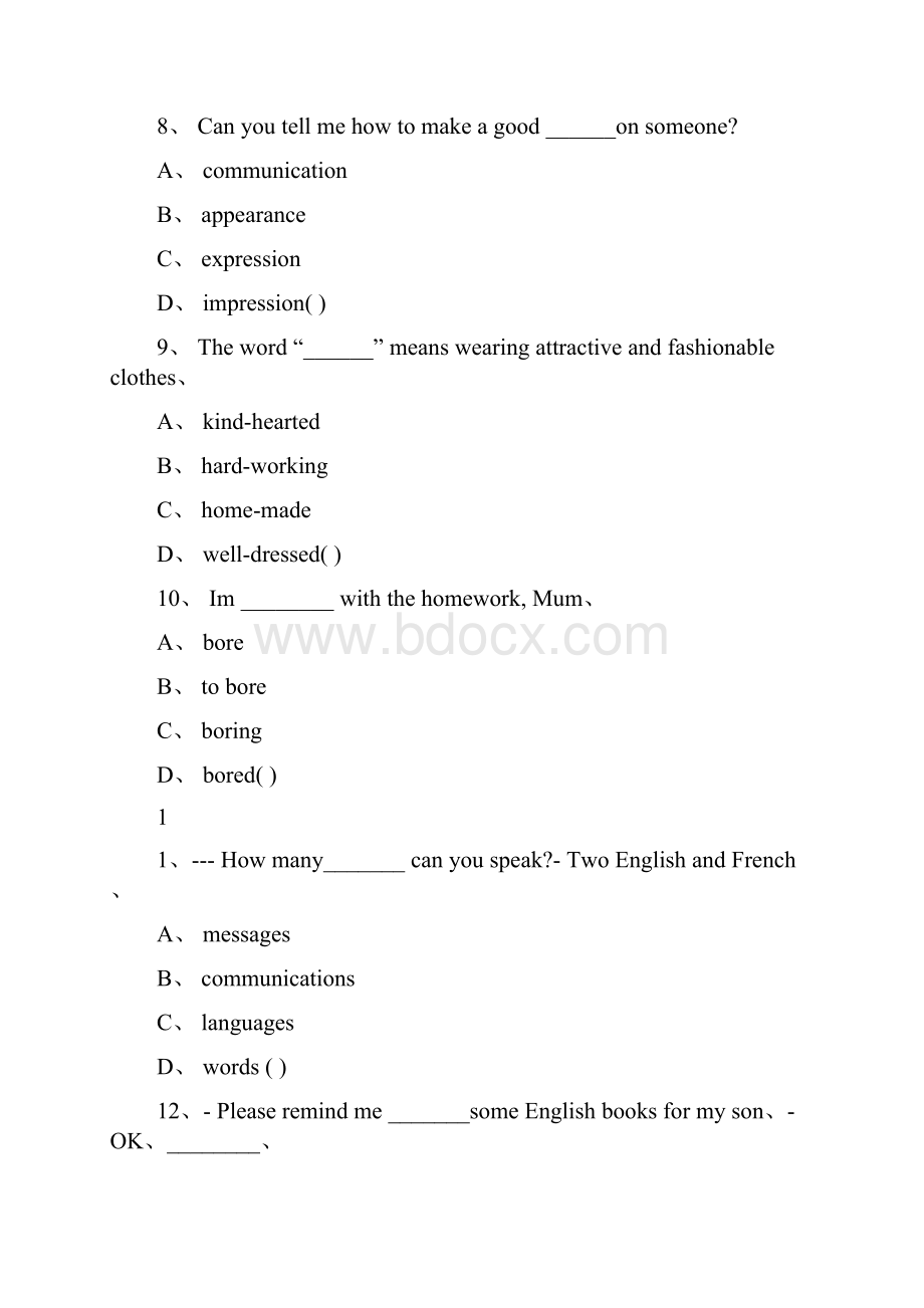 Bodylanguage单元测试题.docx_第3页