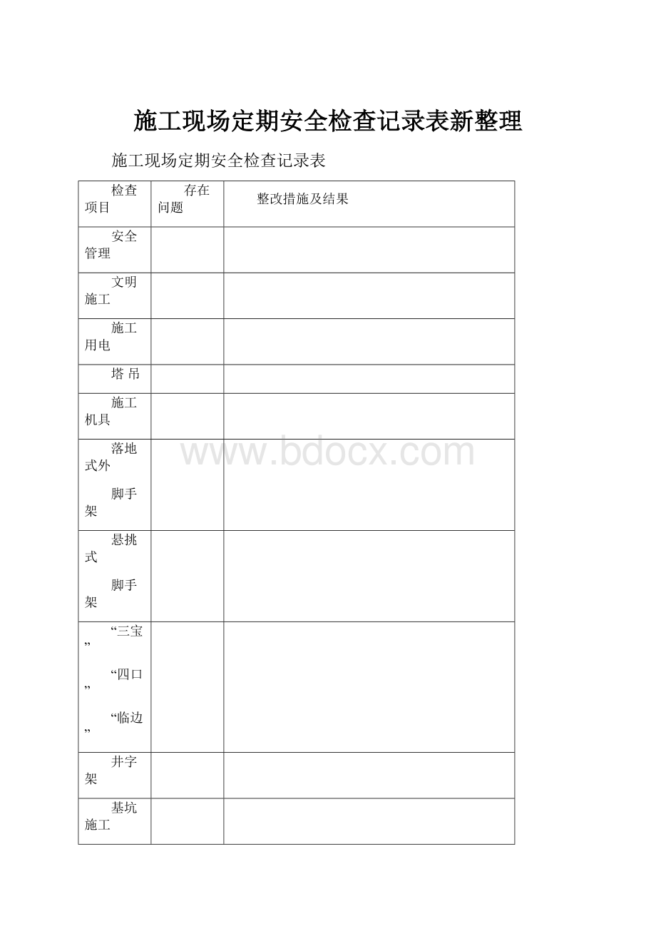 施工现场定期安全检查记录表新整理.docx_第1页