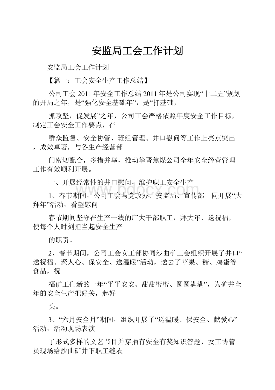 安监局工会工作计划.docx