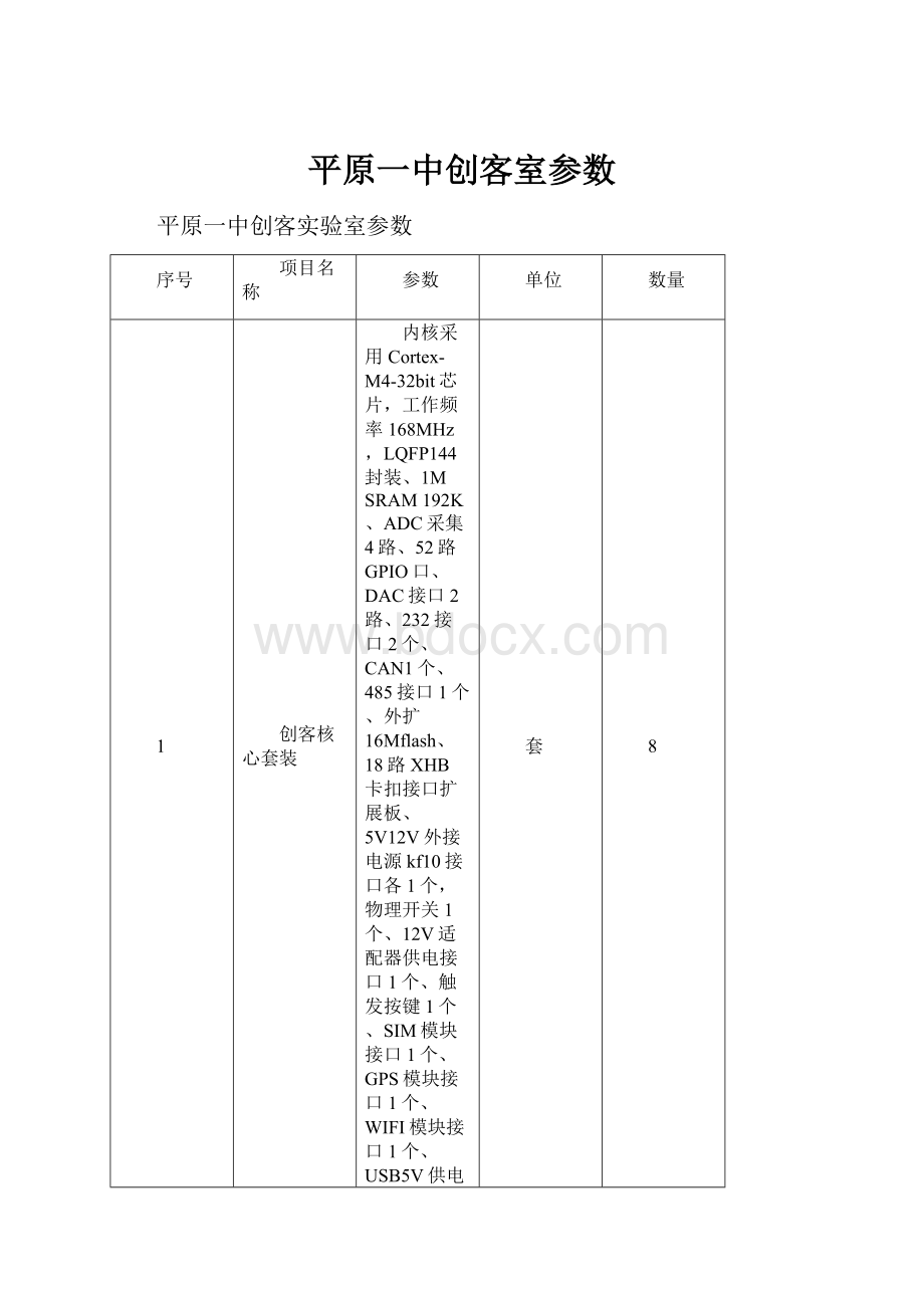 平原一中创客室参数.docx