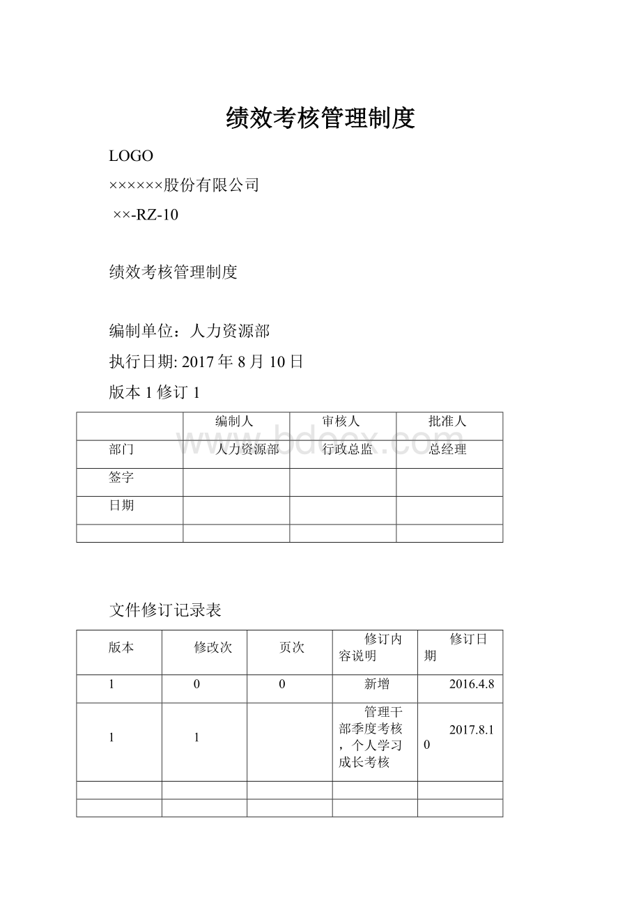 绩效考核管理制度.docx