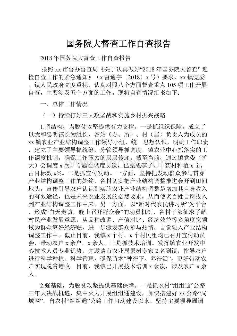 国务院大督查工作自查报告.docx_第1页