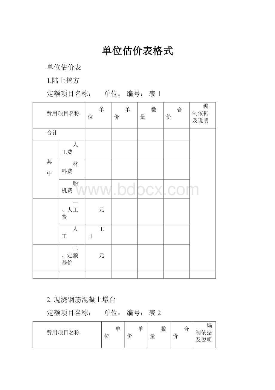 单位估价表格式.docx