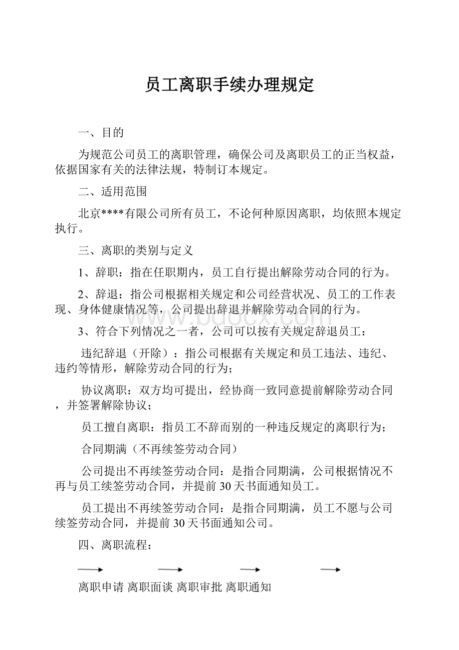 员工离职手续办理规定.docx_第1页