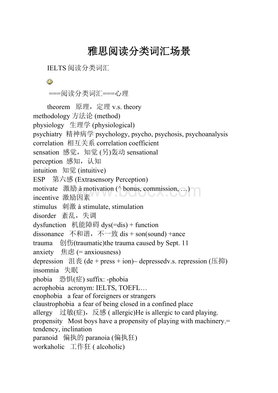 雅思阅读分类词汇场景.docx_第1页