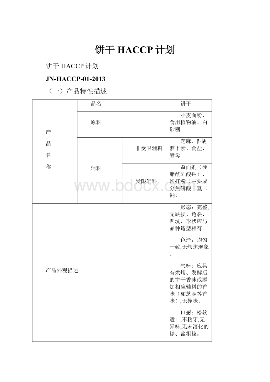 饼干HACCP计划.docx