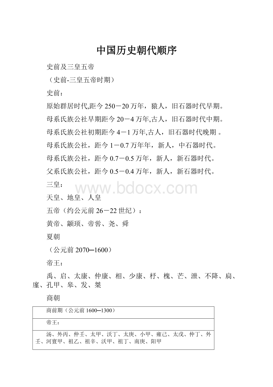 中国历史朝代顺序.docx