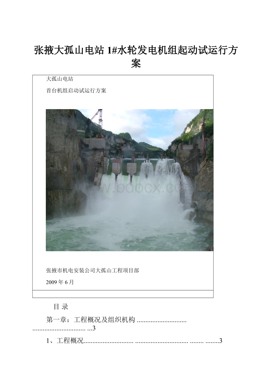 张掖大孤山电站1#水轮发电机组起动试运行方案.docx
